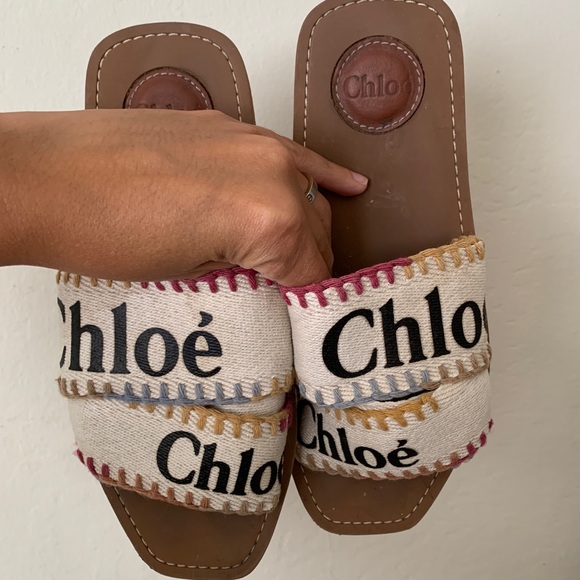 Chloé Beige and Multicolor Slides - Picture 1 of 7